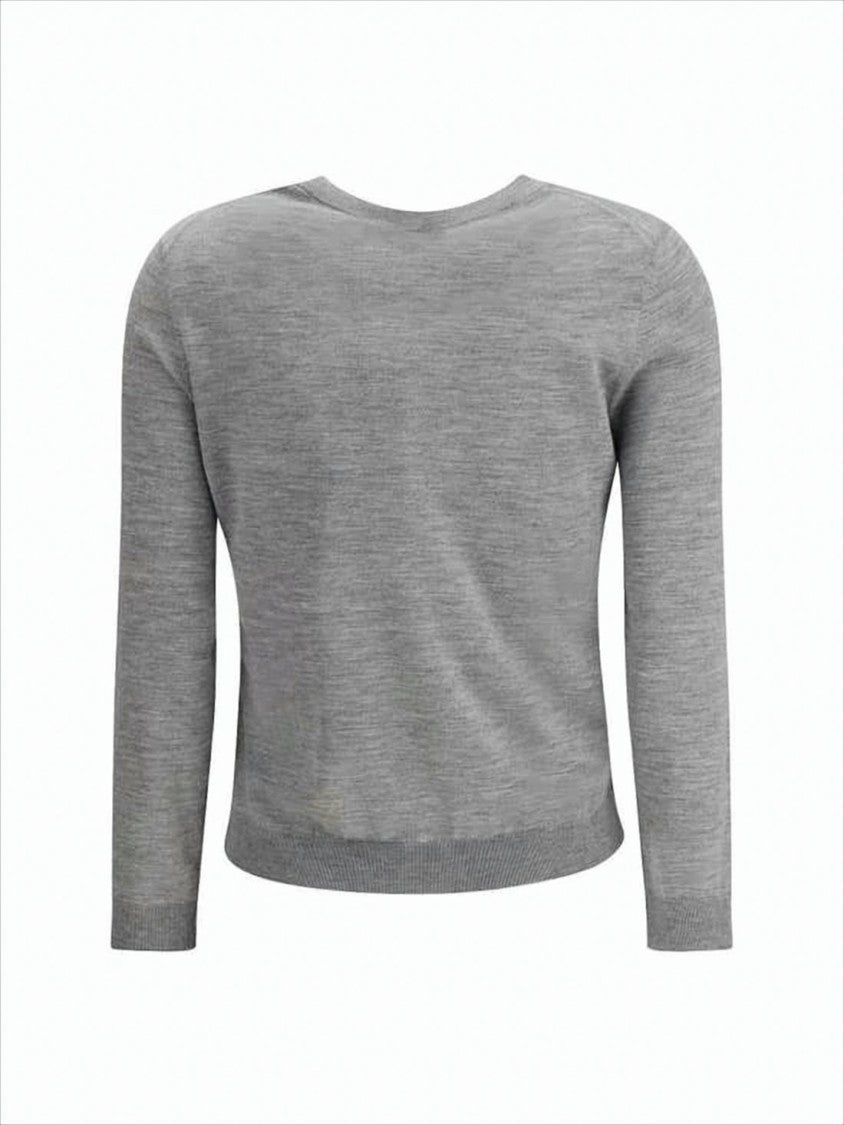 Cashmere-Silk Grey Cardigan with Round Neckline