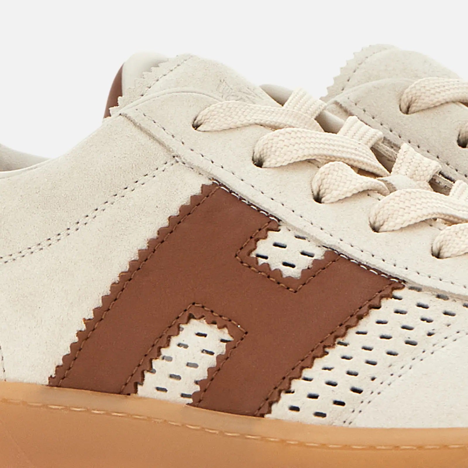 Beige Brown Cool Allacciato Forature Sneakers