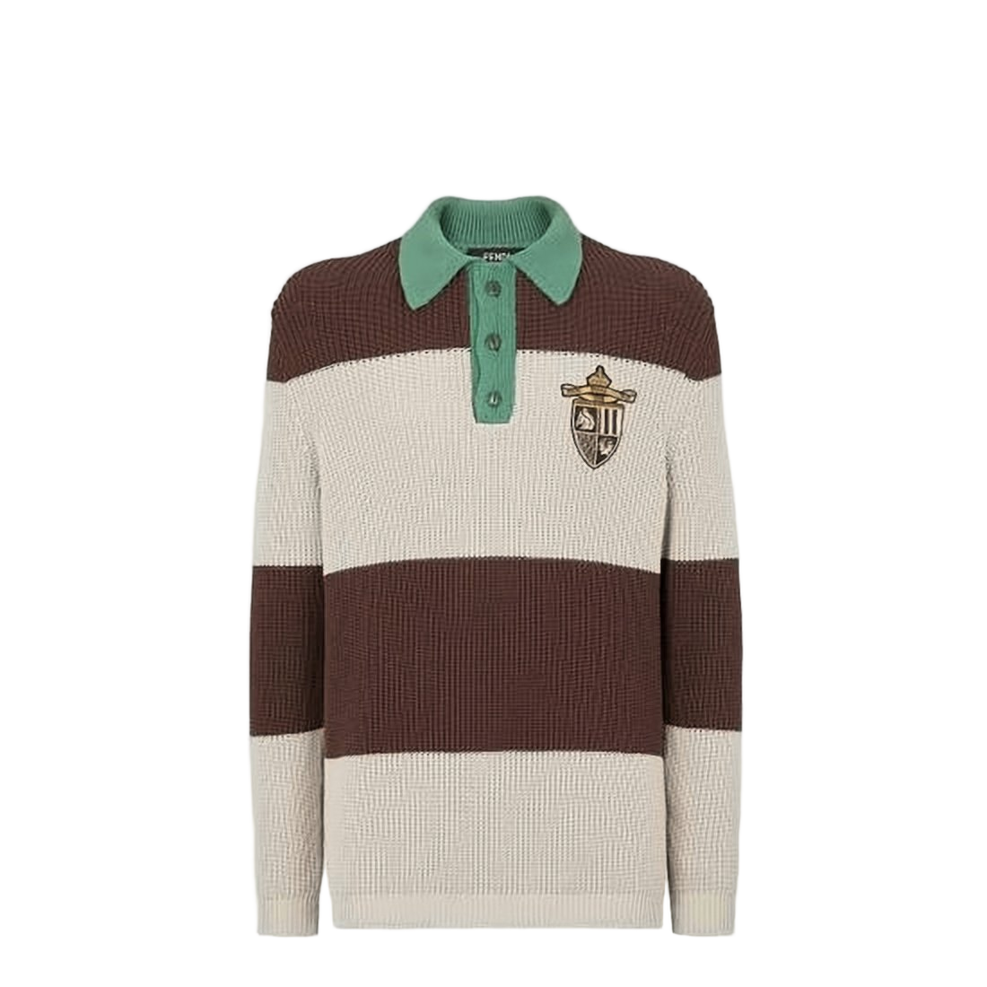 Textured Knit Polo Shirt with Contrasting Stripes
