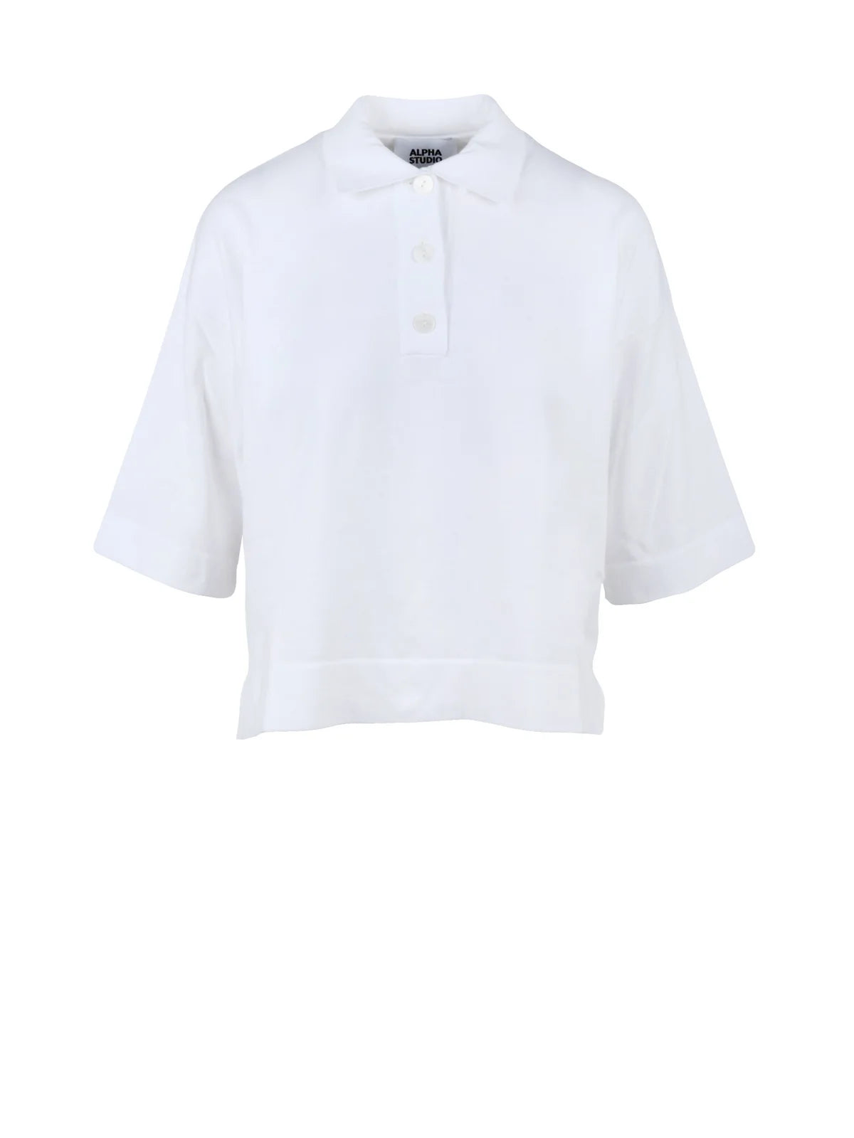 White Cotton Knit Polo Shirt