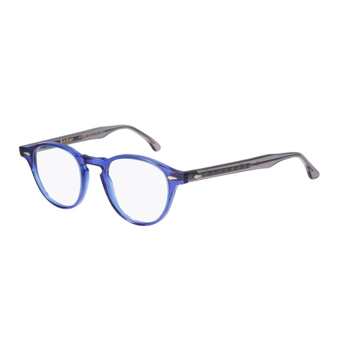 Oxford Translucent Blue Round Frame Eyeglasses with Metallic Accents