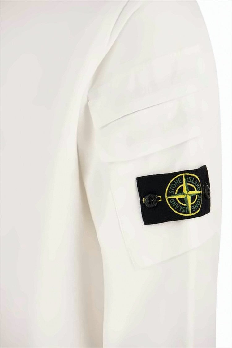 Long-Sleeve Cotton T-Shirt with Shoulder PocketsPatch