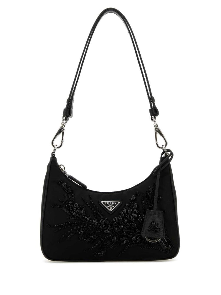 Black Beaded Floral Embellished Bag