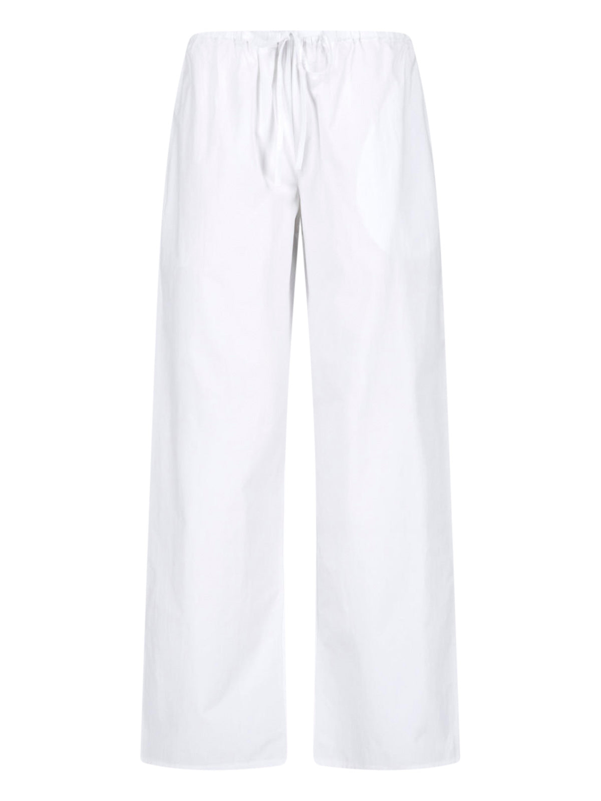 White Relaxed Wide-Leg Elastic Trousers