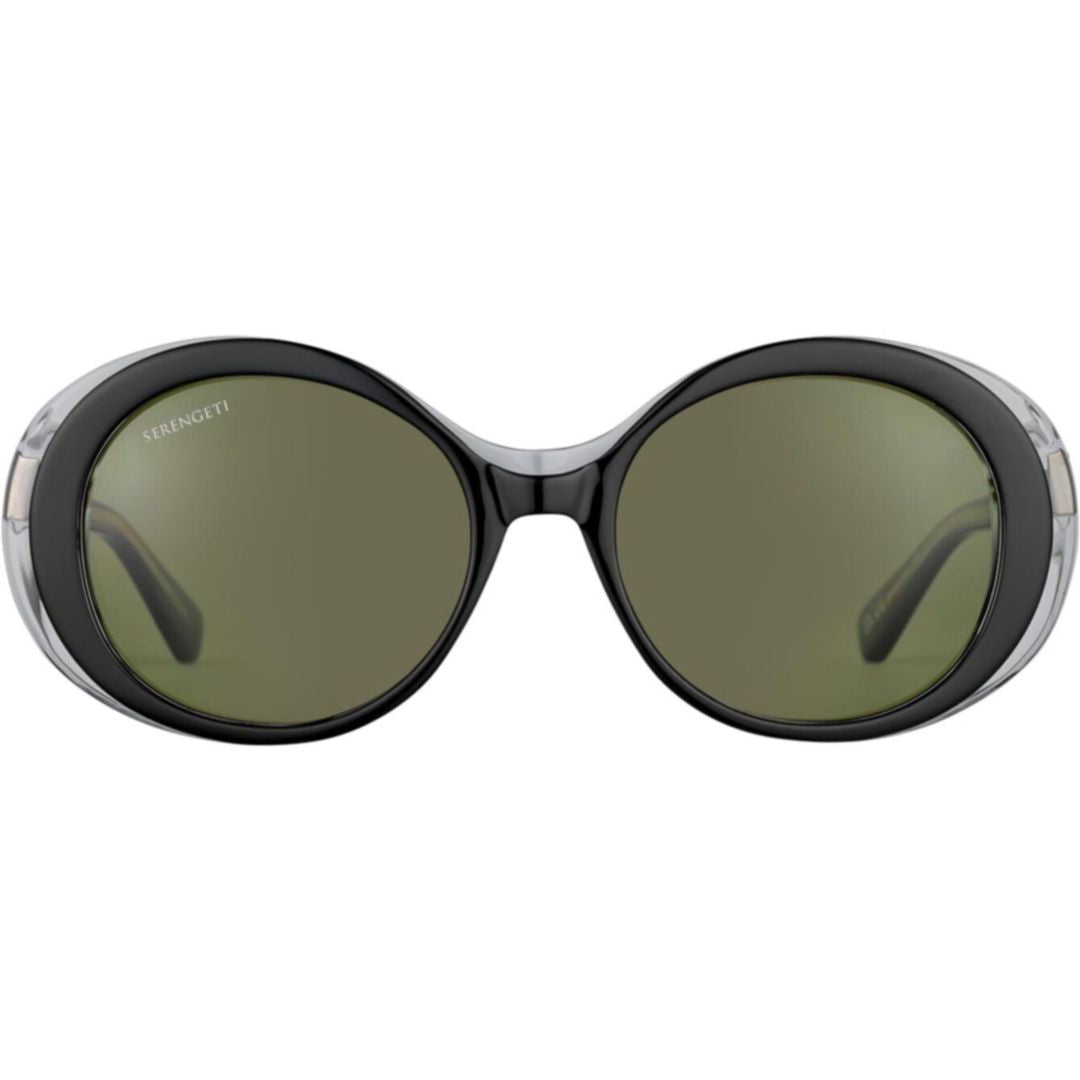 Bacall Bold Rounded Black Frame Sunglasses