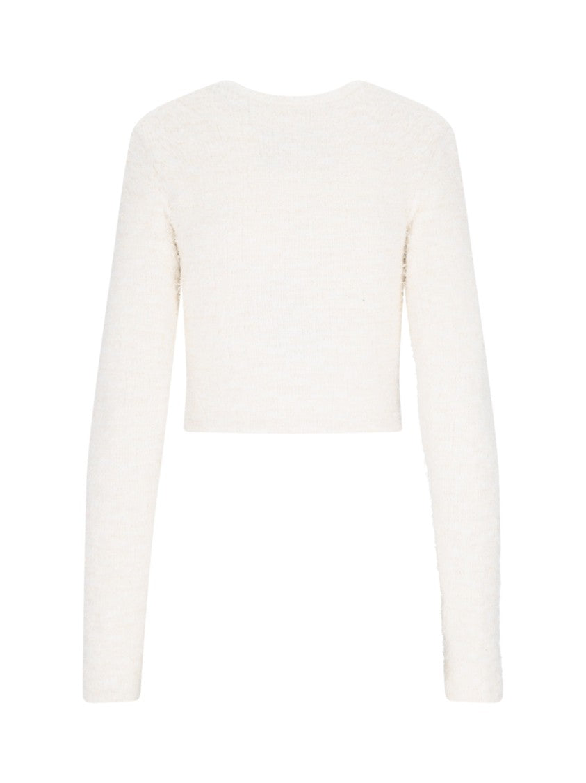 Crop Button Cardigan – White