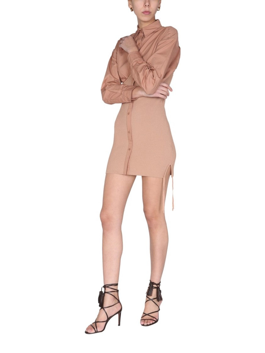 Pointed Collar Mini Dress