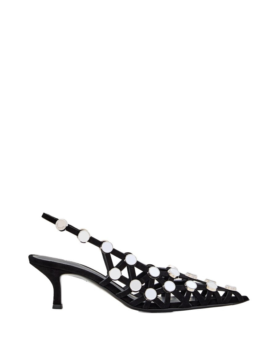 Black Suede Grid Slingback Shoes