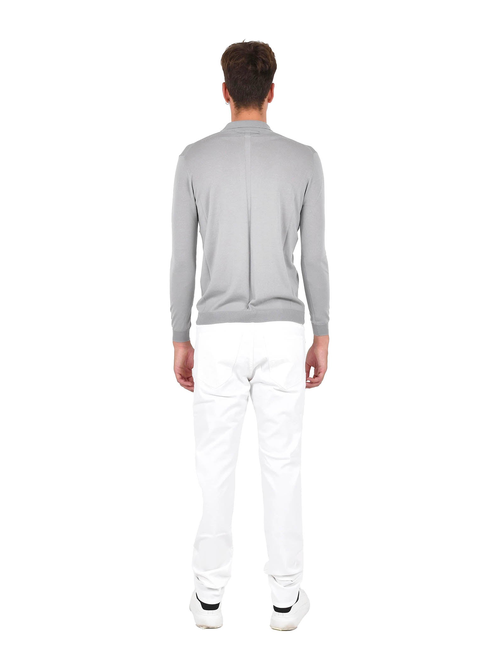 Fine-Knit Merino Wool Polo Sweater