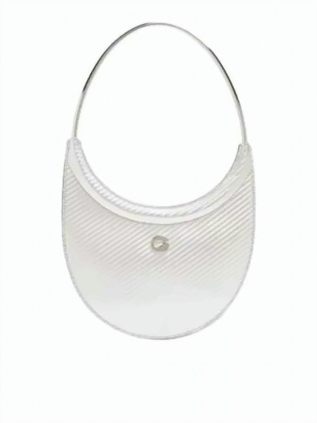 Crescent-Shaped White Leather Shoulder Bag