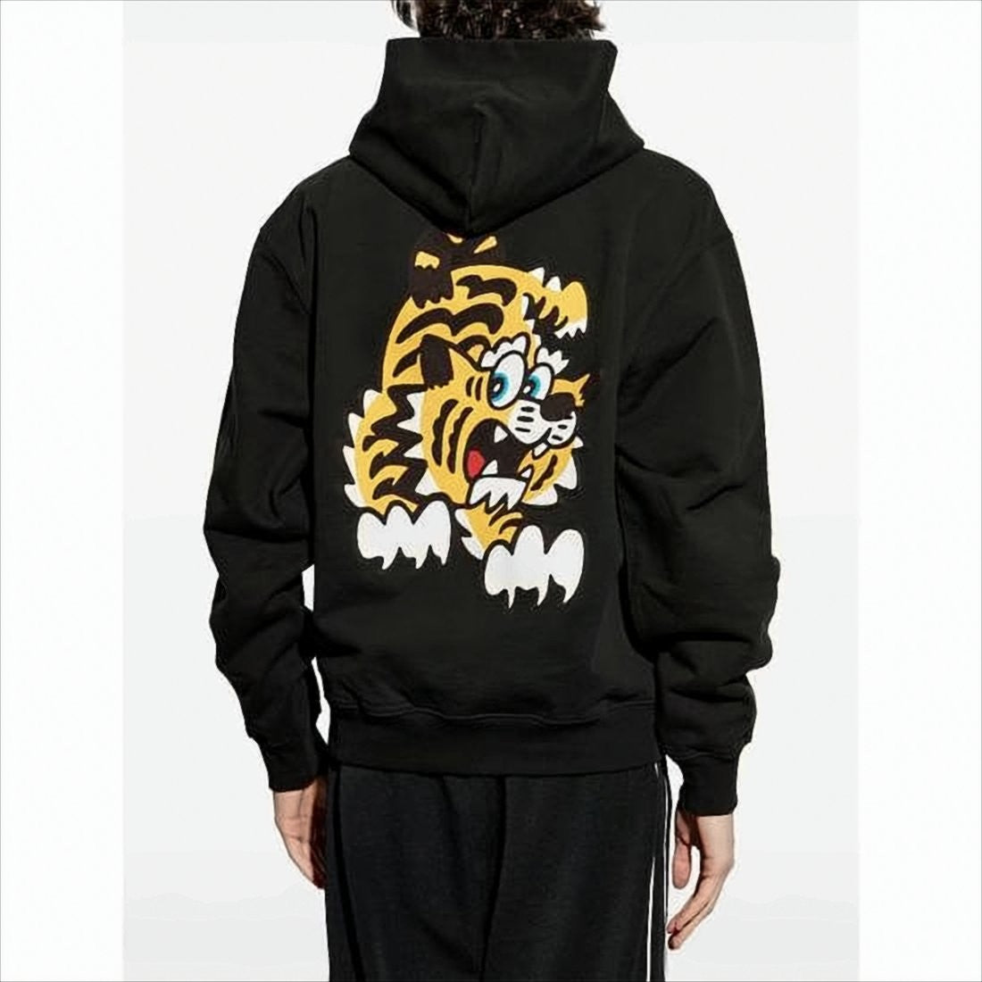 Solid Black Hooded Sweatshirt with Iconic Tiger Graphic