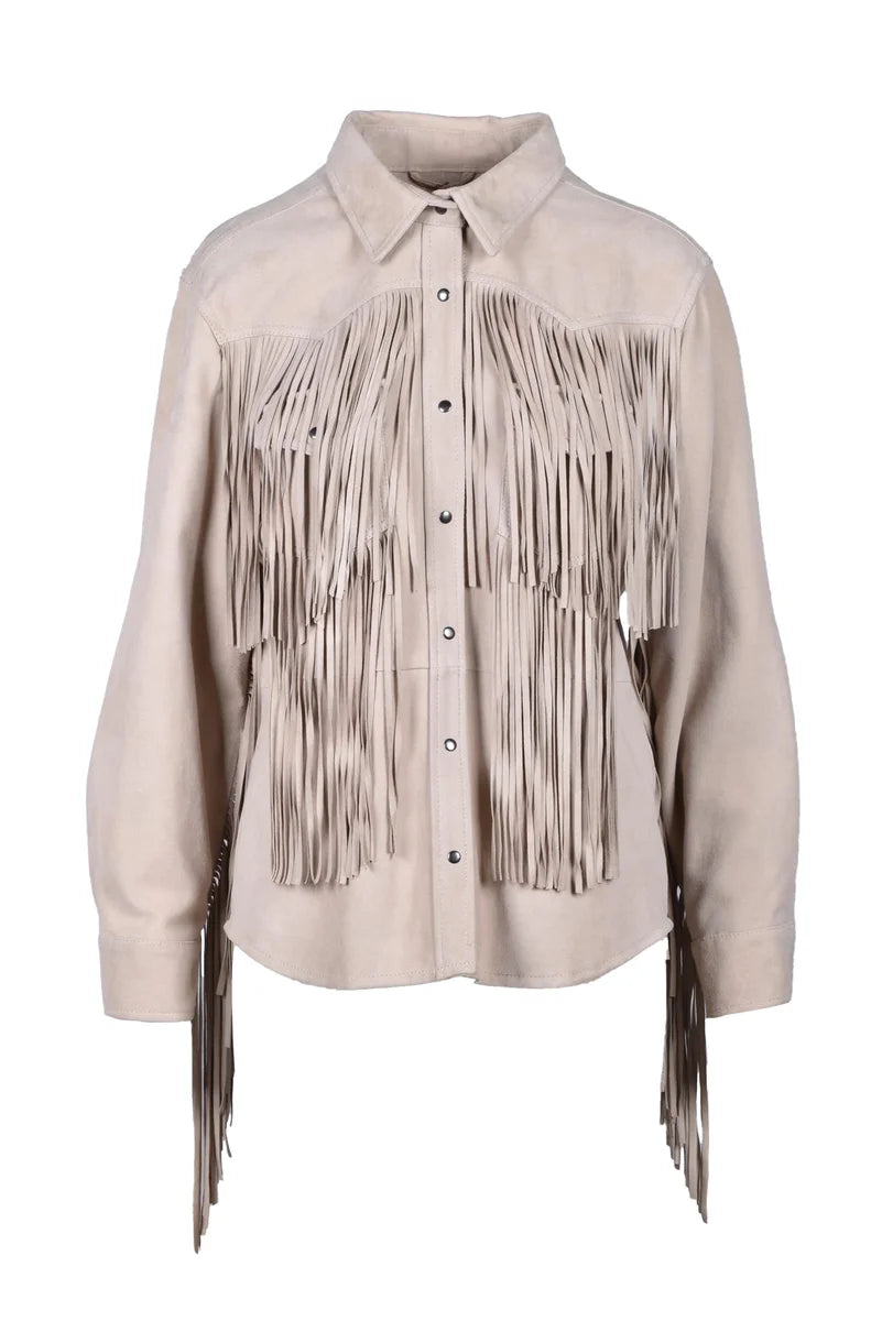 Suede Leather Shirt - Beige