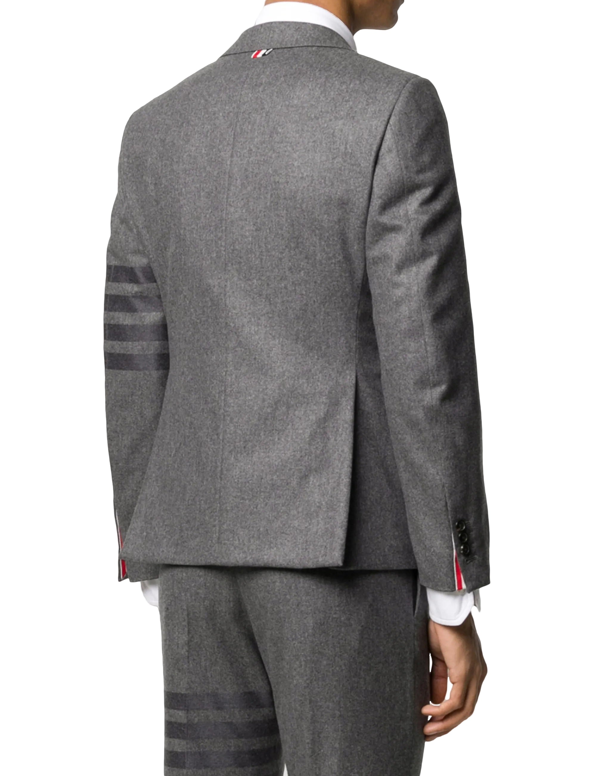 Tailored Grey Suit Jacket with Cashmere Blend and Signature Stripes