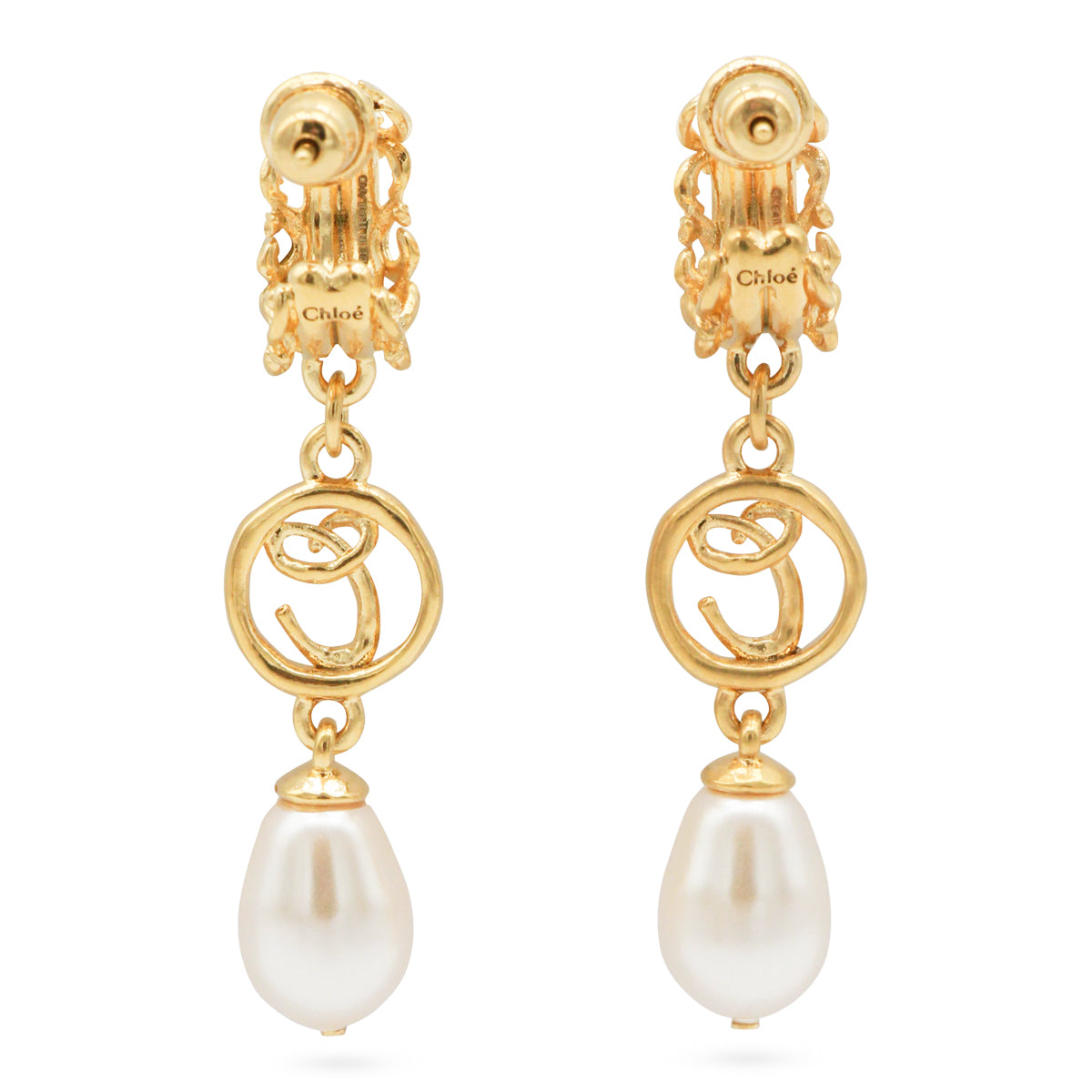 Gold And Pearly Brass Earrings