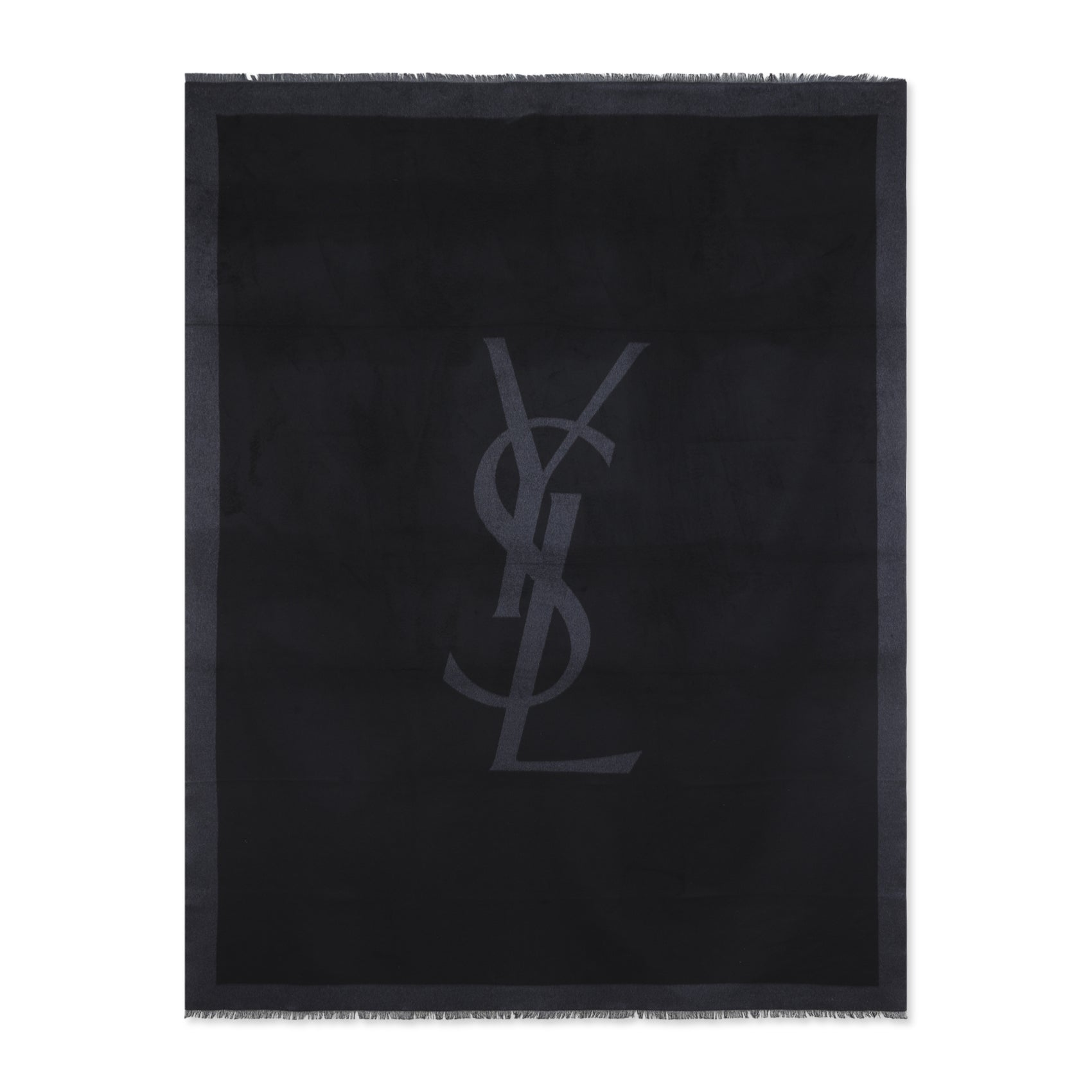 Large Rectangular Black Silk Scarf