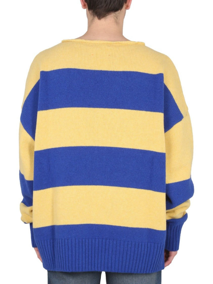 Oversized Knit Sweater With Striking Blue