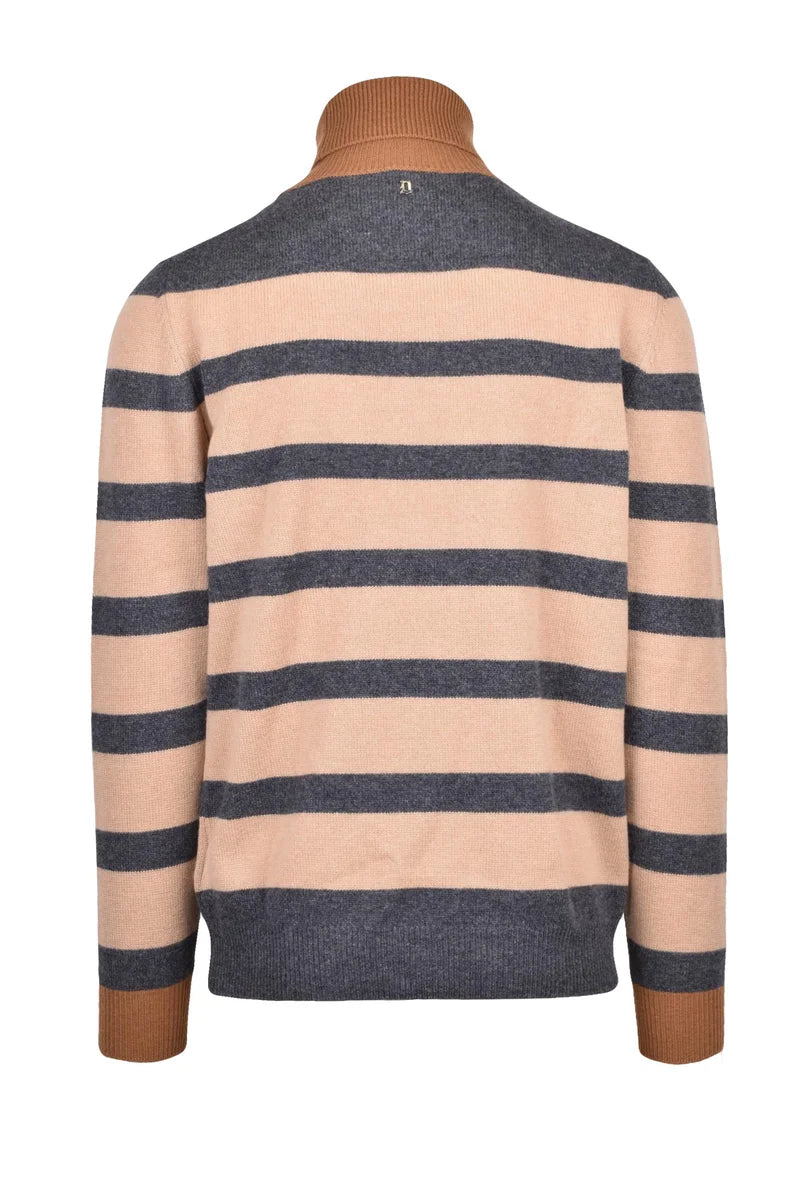 Turtleneck Sweater - Beige/Grey