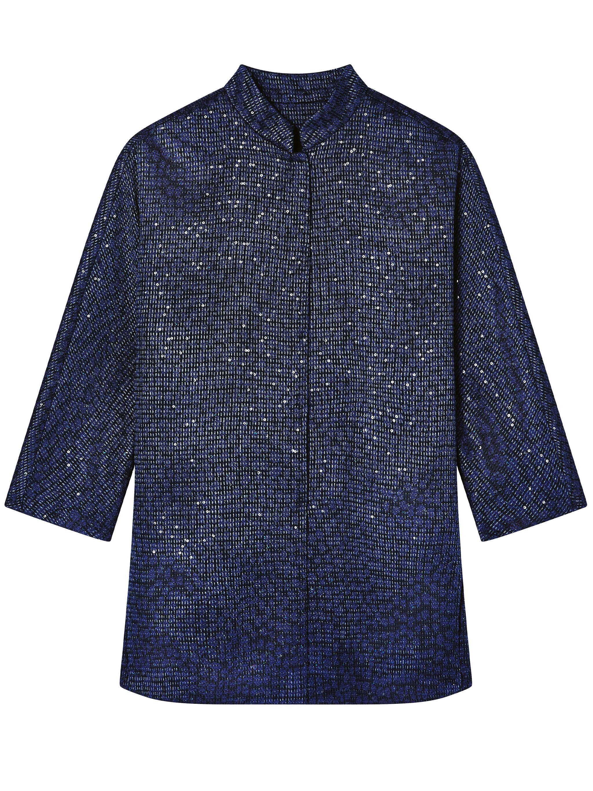 Shimmering Boxy Three-Quarter Sleeve Structured Jacket