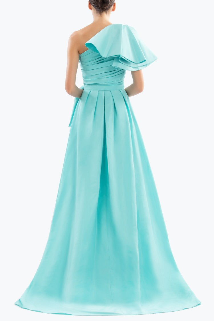 Aqua Sky Taffeta Evening Dress
