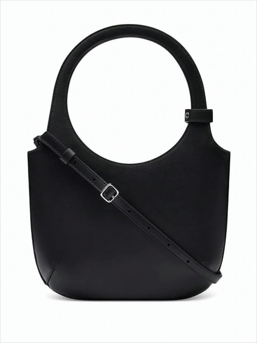 Minimalist Black Calf Leather Tote with Adjustable Strap