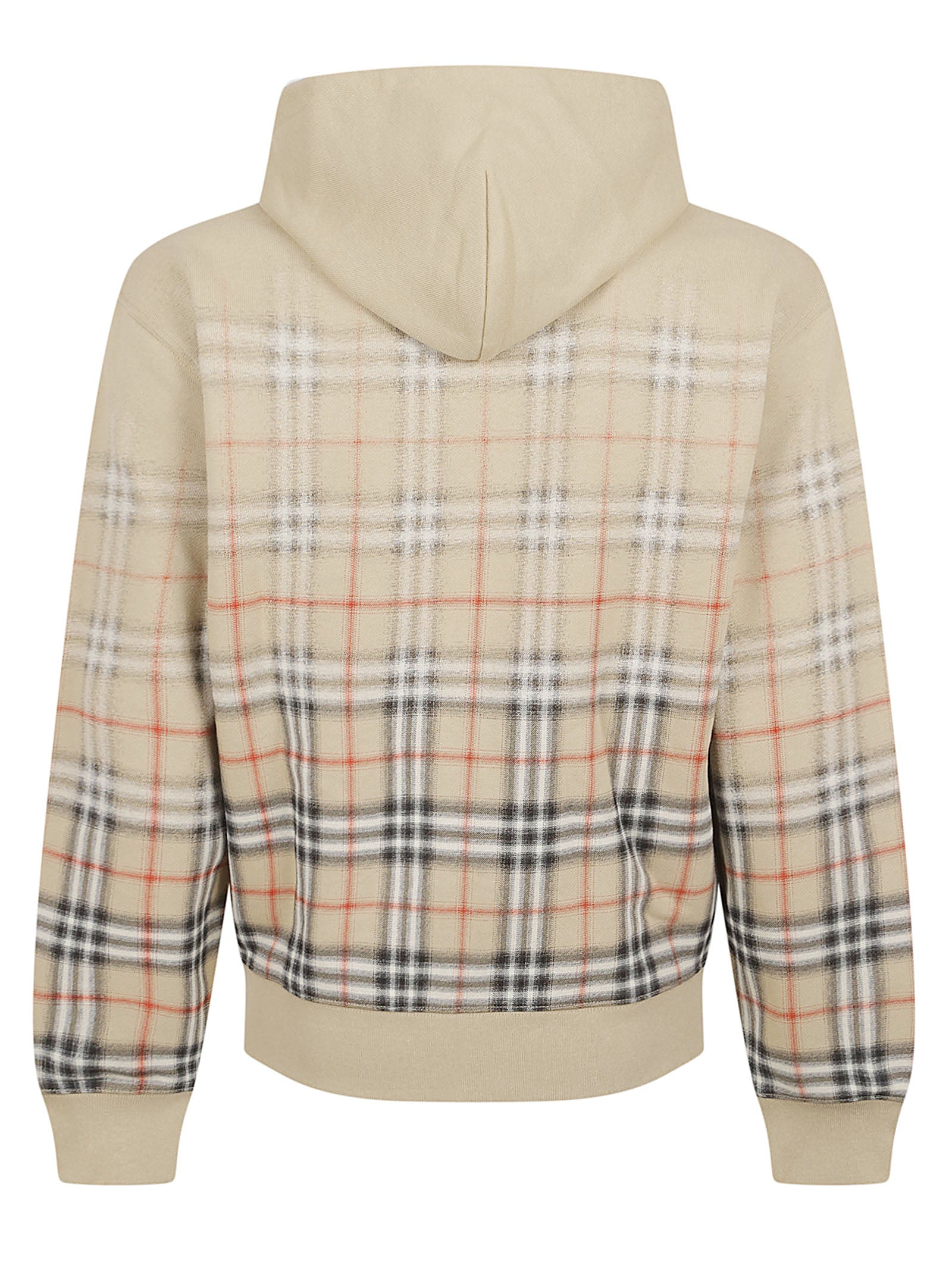 Gradient Check Cotton Hooded Sweatshirt