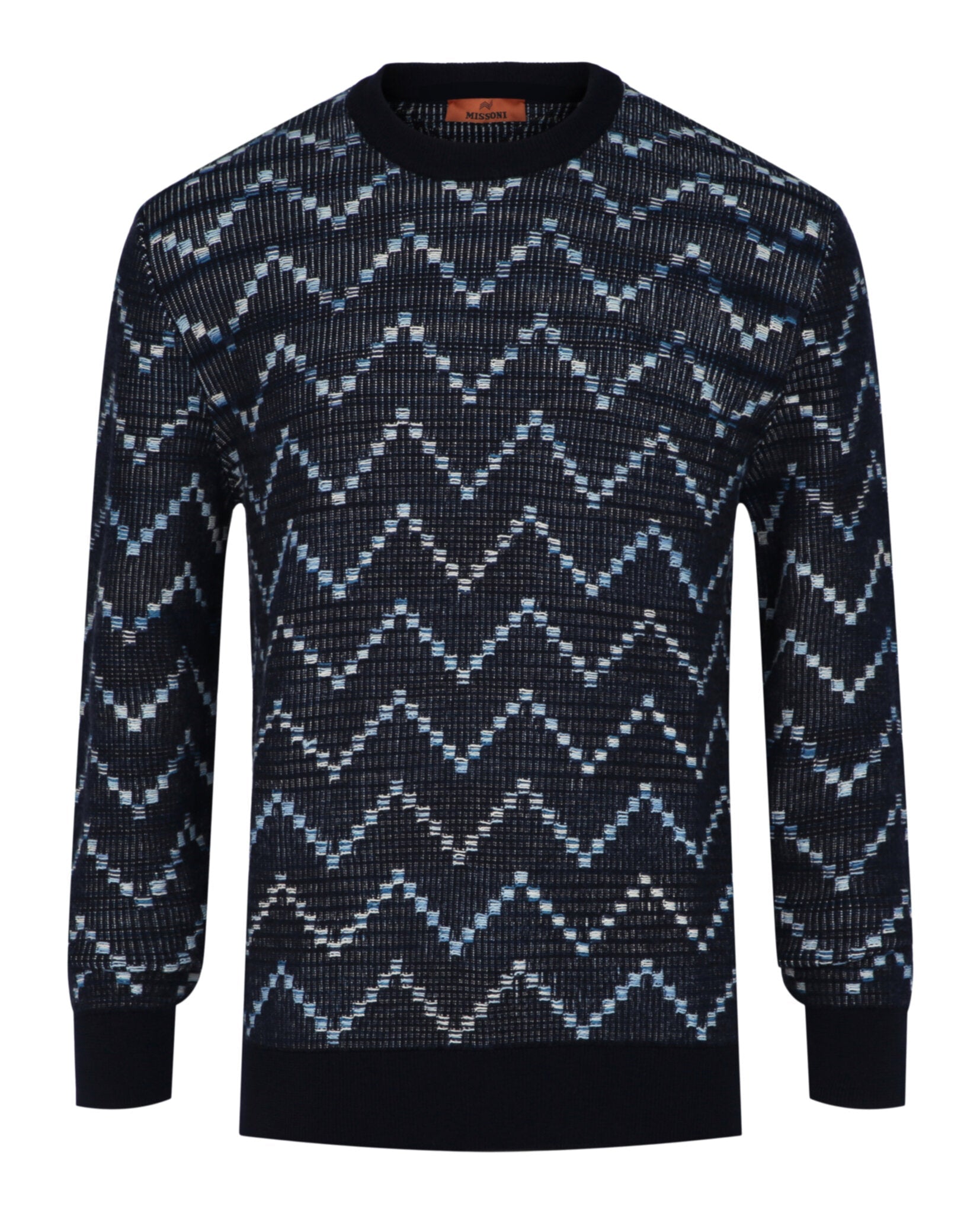 Zig-Zag Crewneck Pullover Sweater