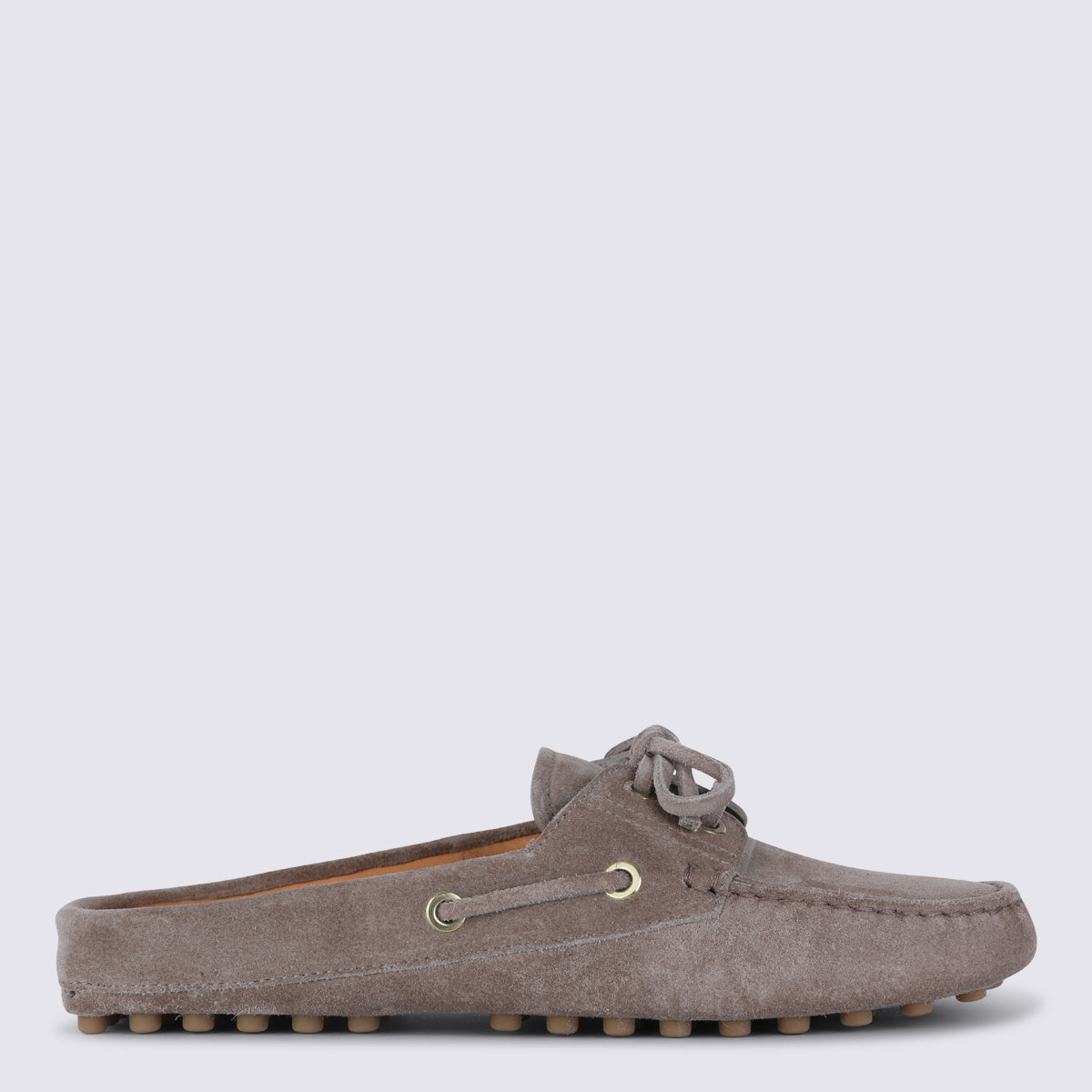 Moccasin-Style Suede Flats with Decorative Bow