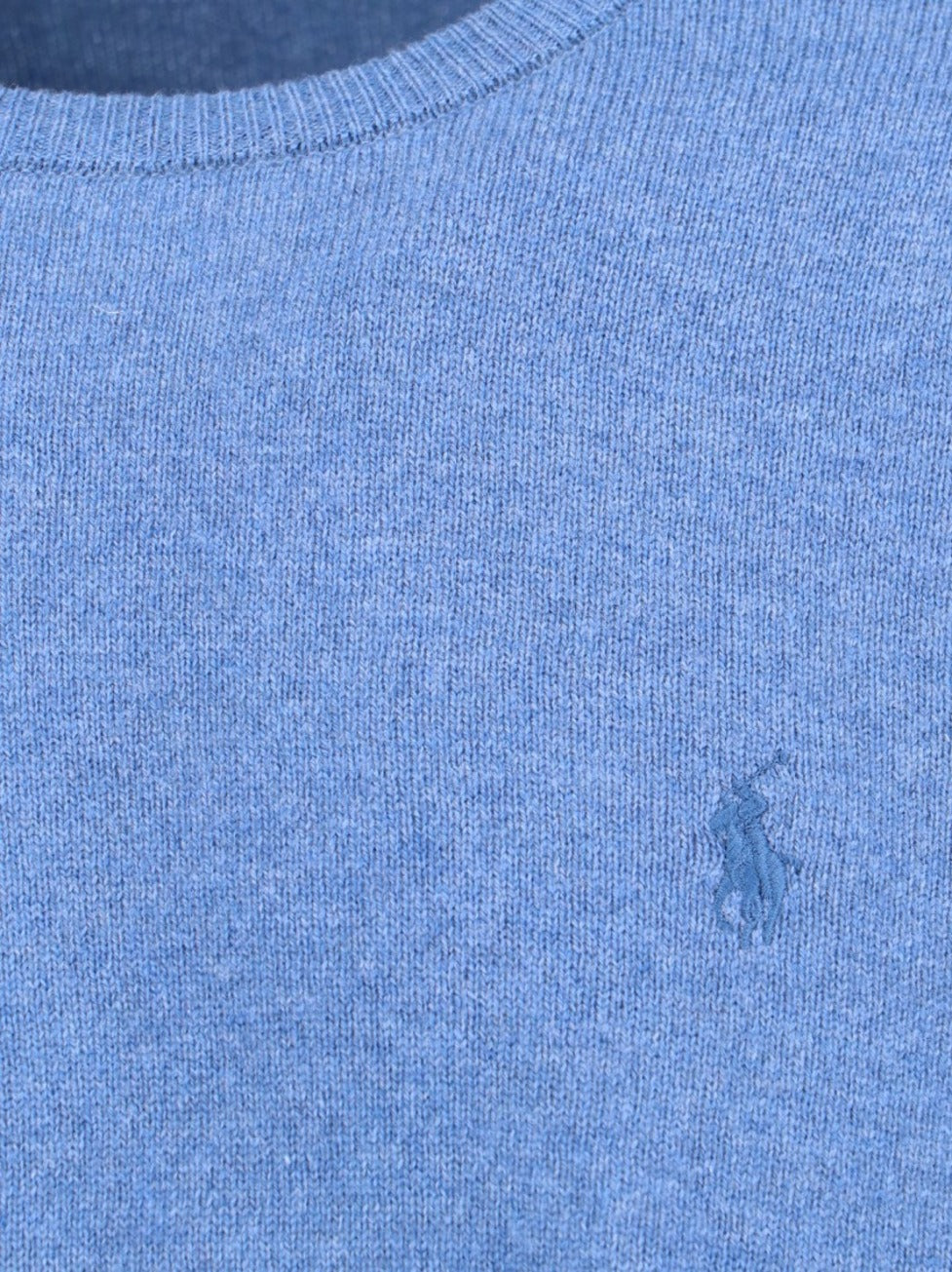 Crewneck Sweater With Ribbed Cuffs And Subtle Embroidery
