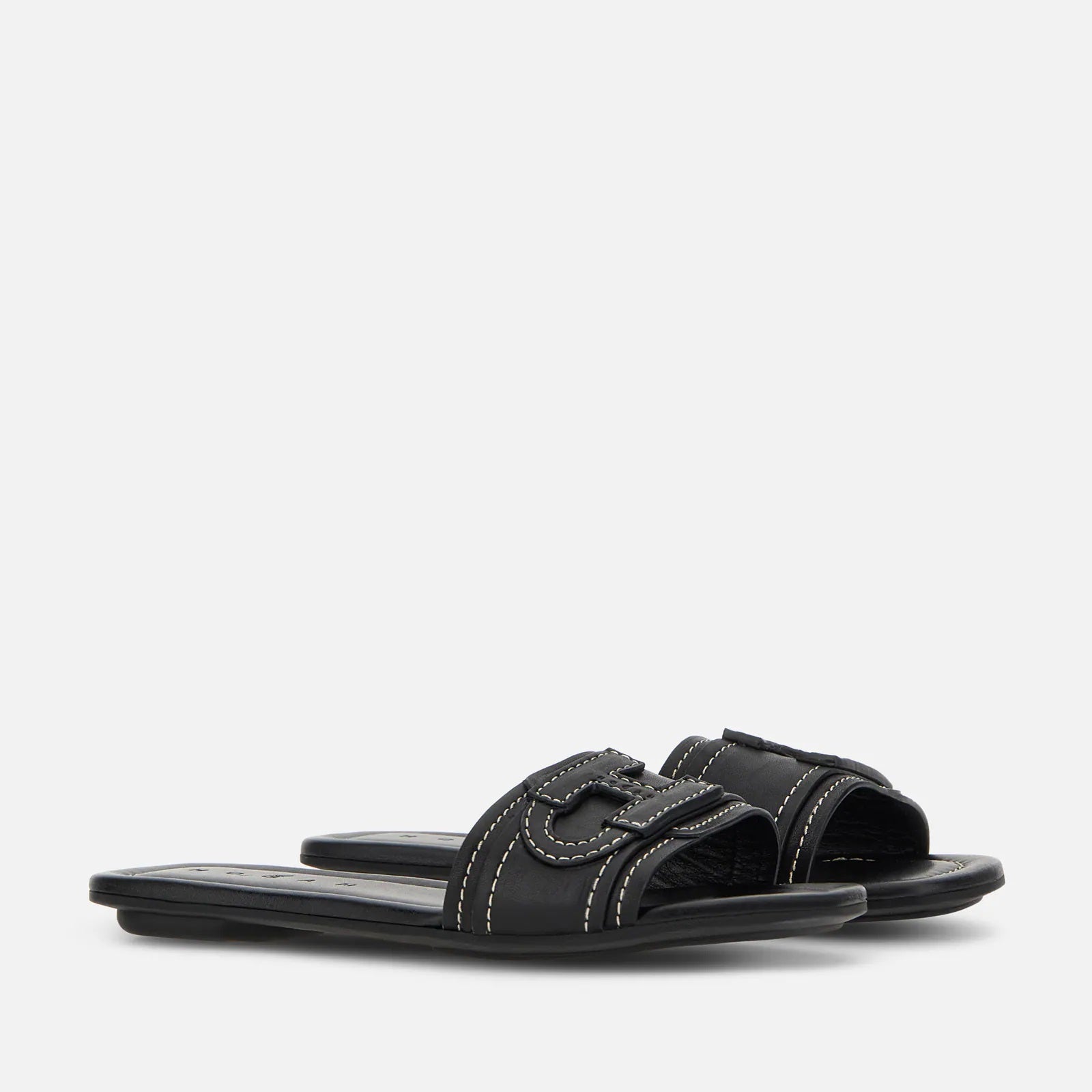 Black H685 Shearling Leather Slides