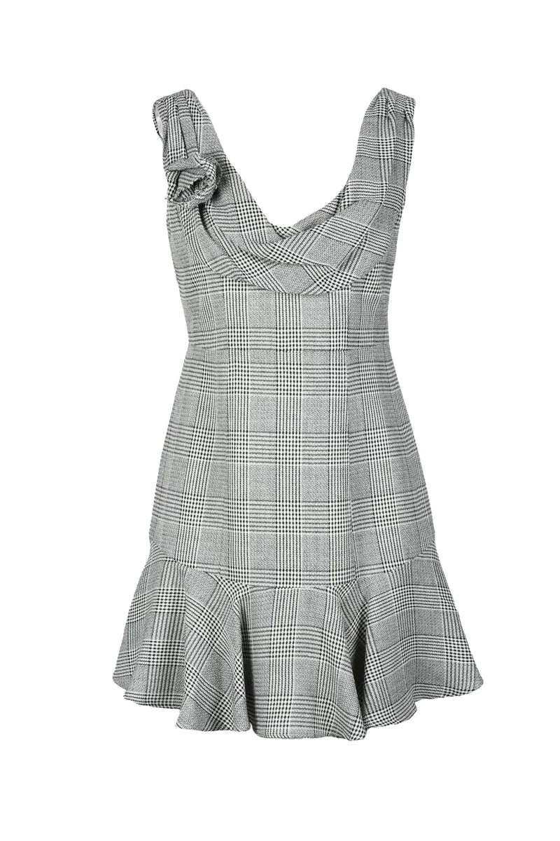 Flared Short Dress - Black/White