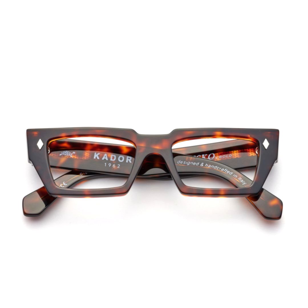 Disko Rectangular Tortoiseshell Sunglasses with Diamond Cutouts