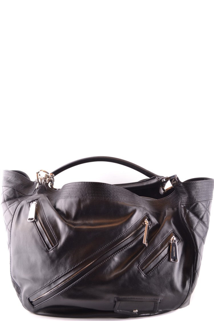 Quilted Black Leather Shoulder Bag