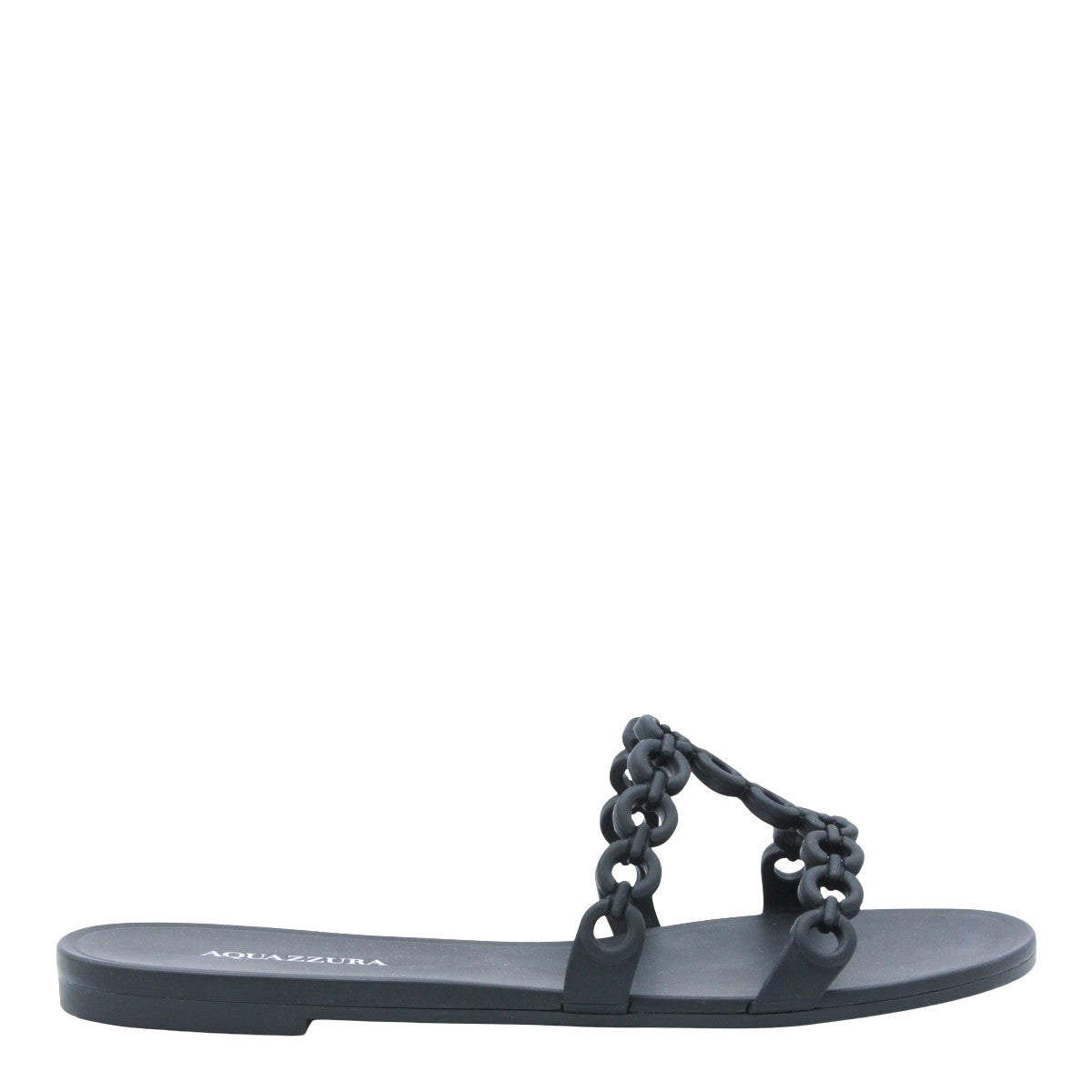 Black Flats with Chain-Link Straps