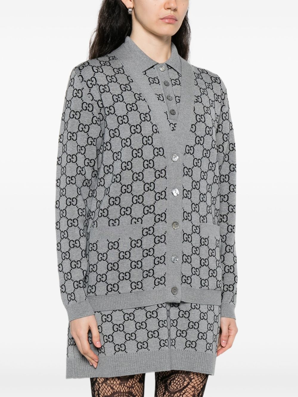 Reversible Gg Wool Jacquard Cardigan