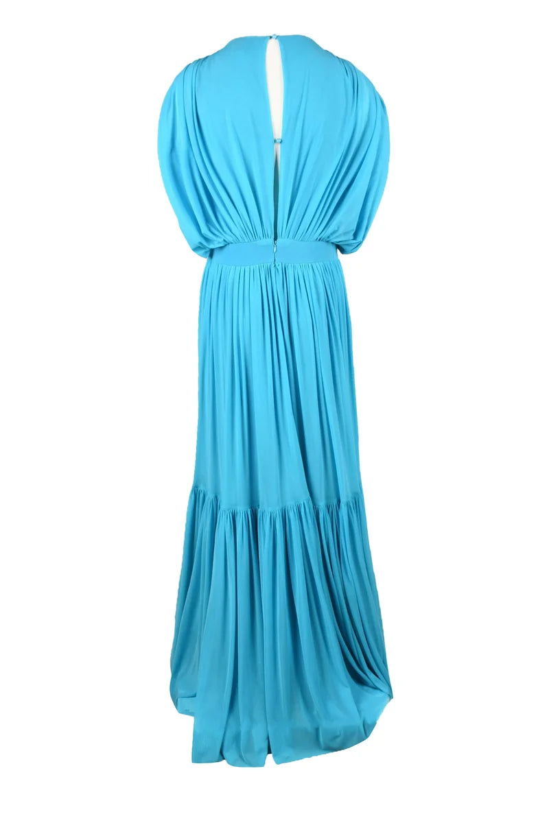 Long Pleated Dress - Light Blue