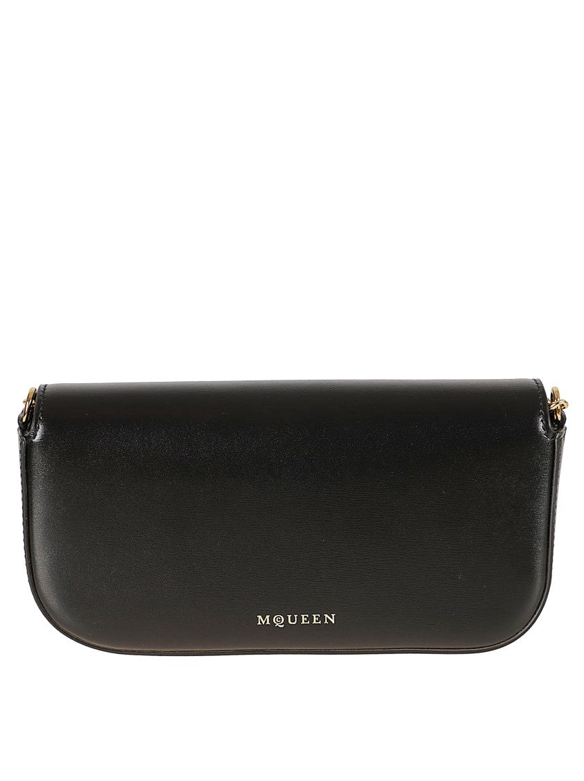 East-West Black Calf Leather Bag