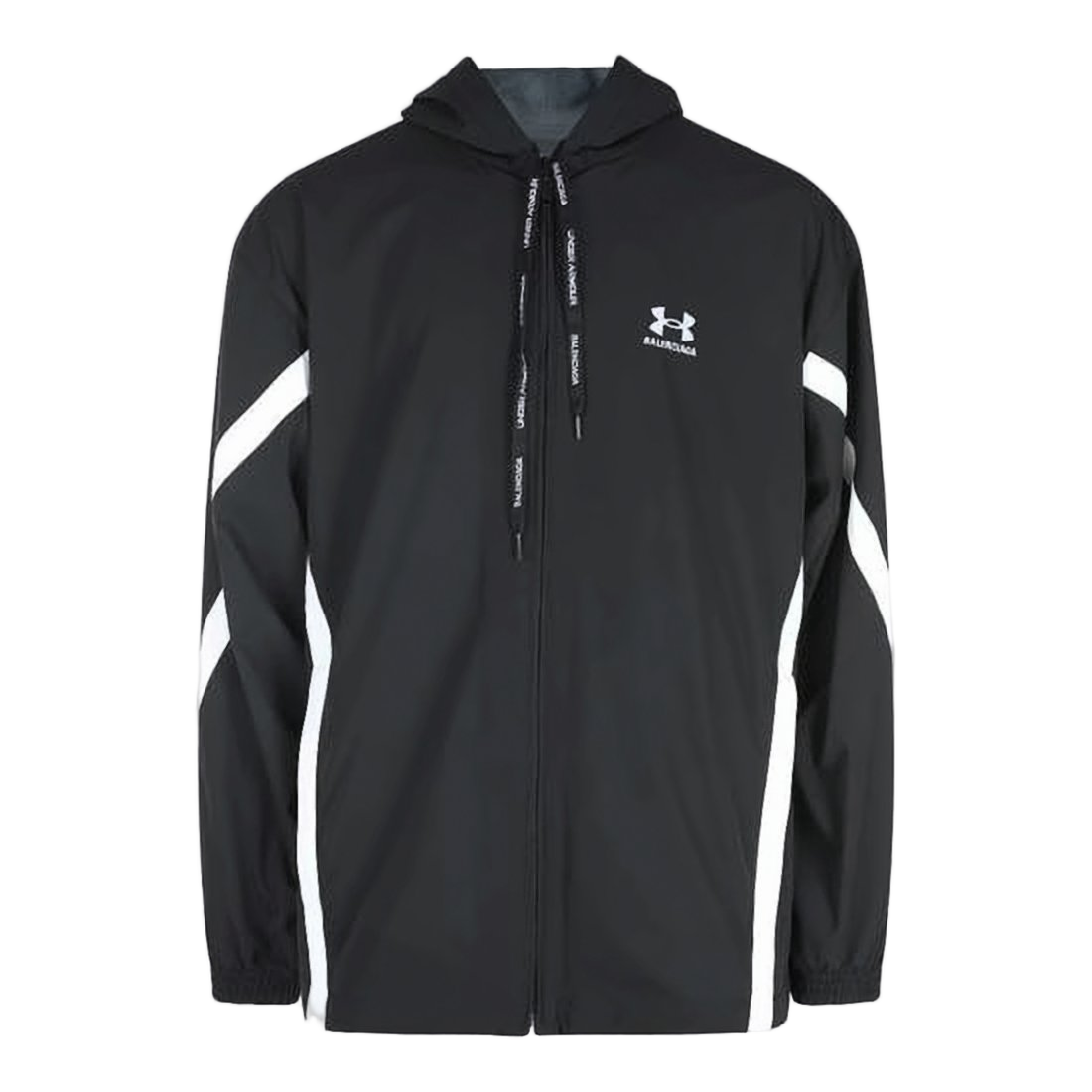 Hooded Black Jacket with Chevron Stripes