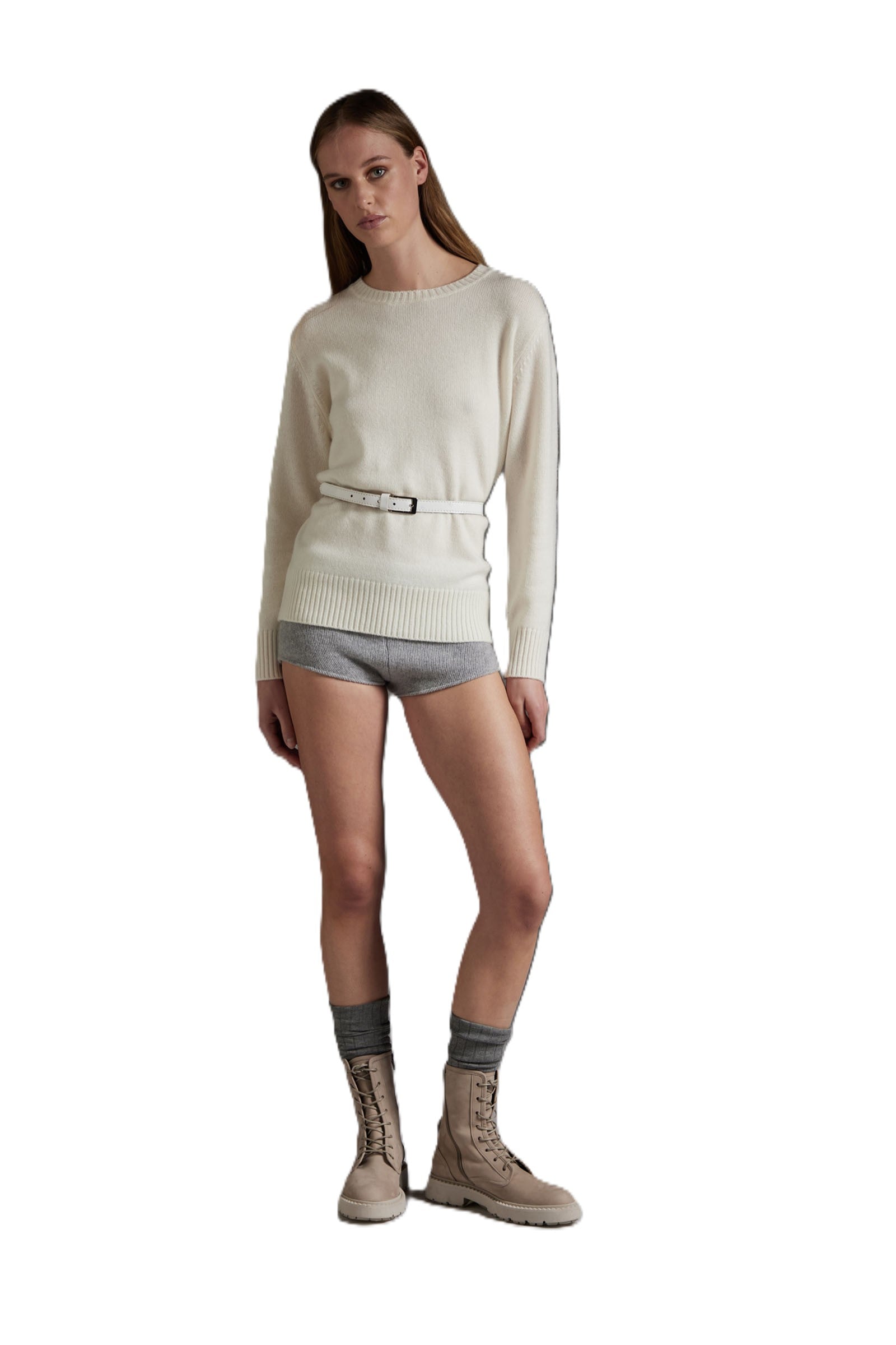 White Crewneck Wool Sweater