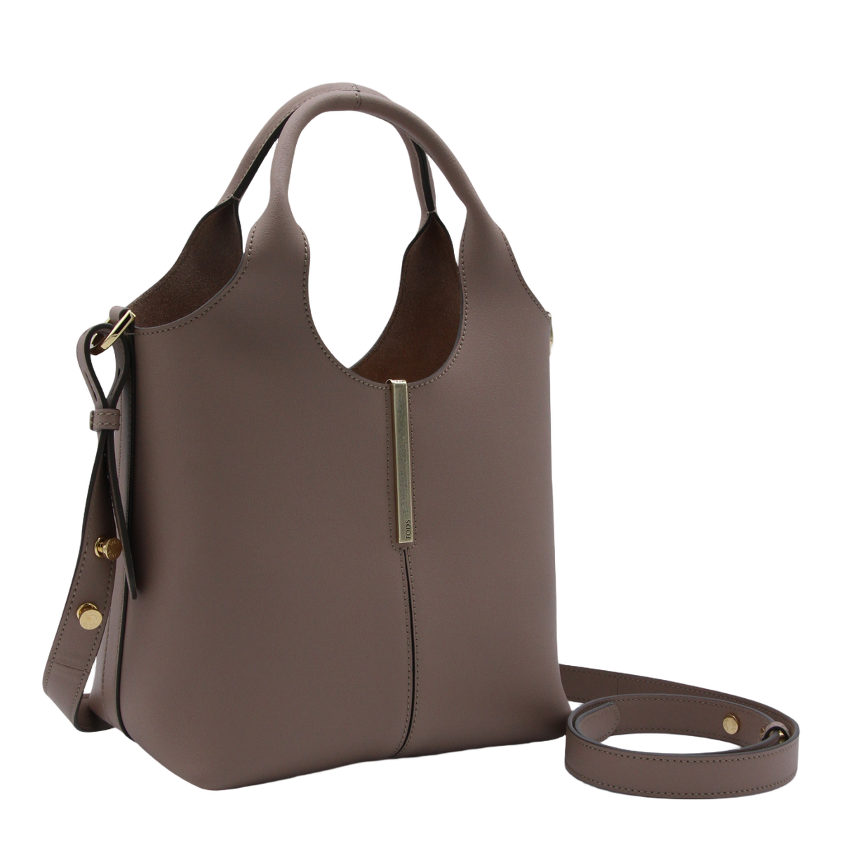 Structured Handbag With Gold-Tone Accent And Rounded Handle