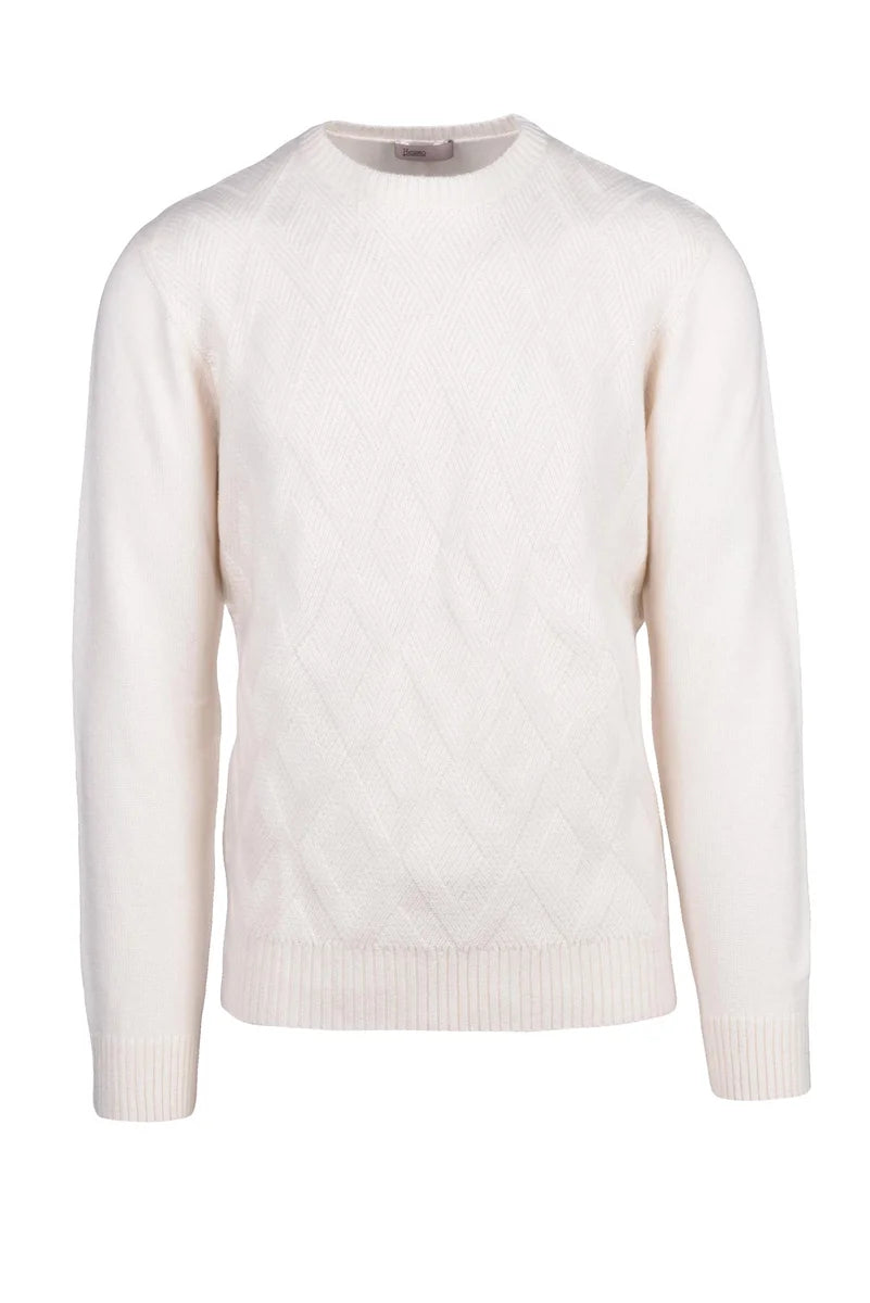 Crew Neck Cashmere Sweater - White