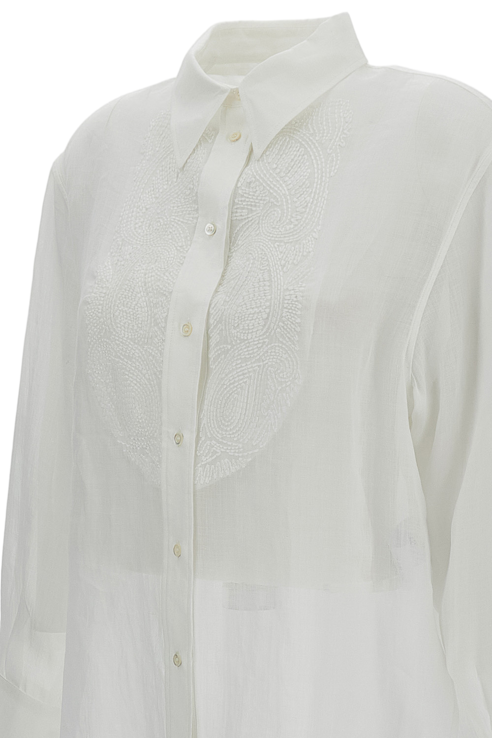 Lightweight Sheer Blouse with Classic Collar