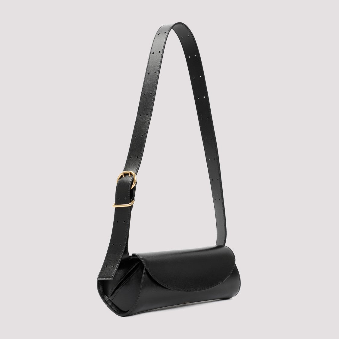Black Leather Cannolo Bag