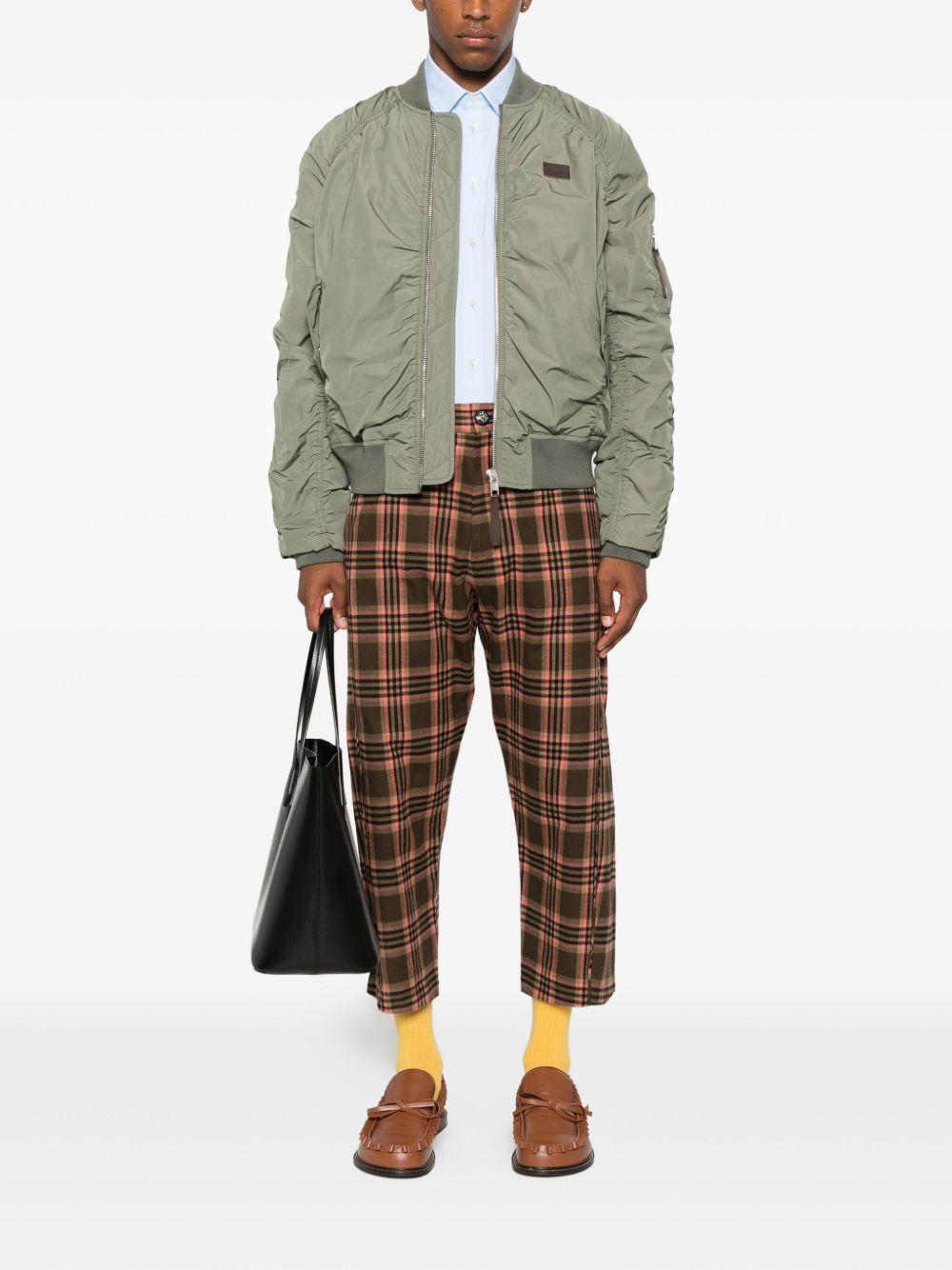 Cropped Brown Check Trousers