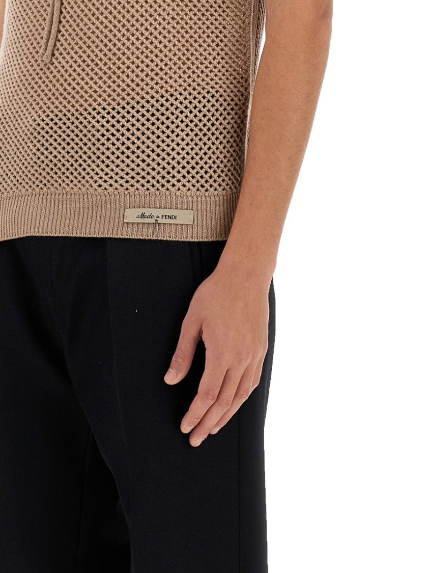 Open-Knit Wool Jersey Top