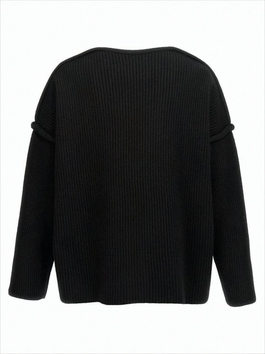 Boxy Oversized Black Wool Sweater
