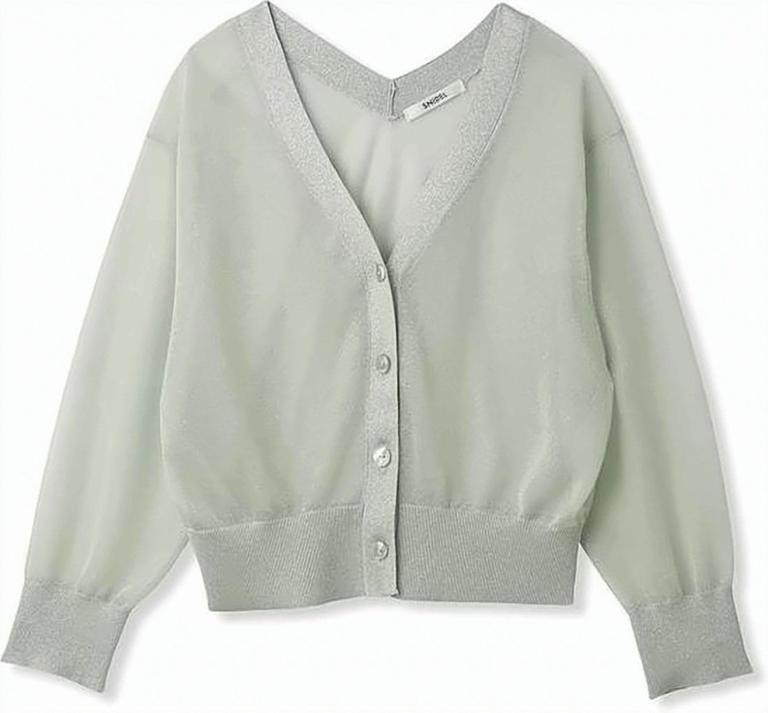 V-Neck Moher Cardigan with Button-Down Front