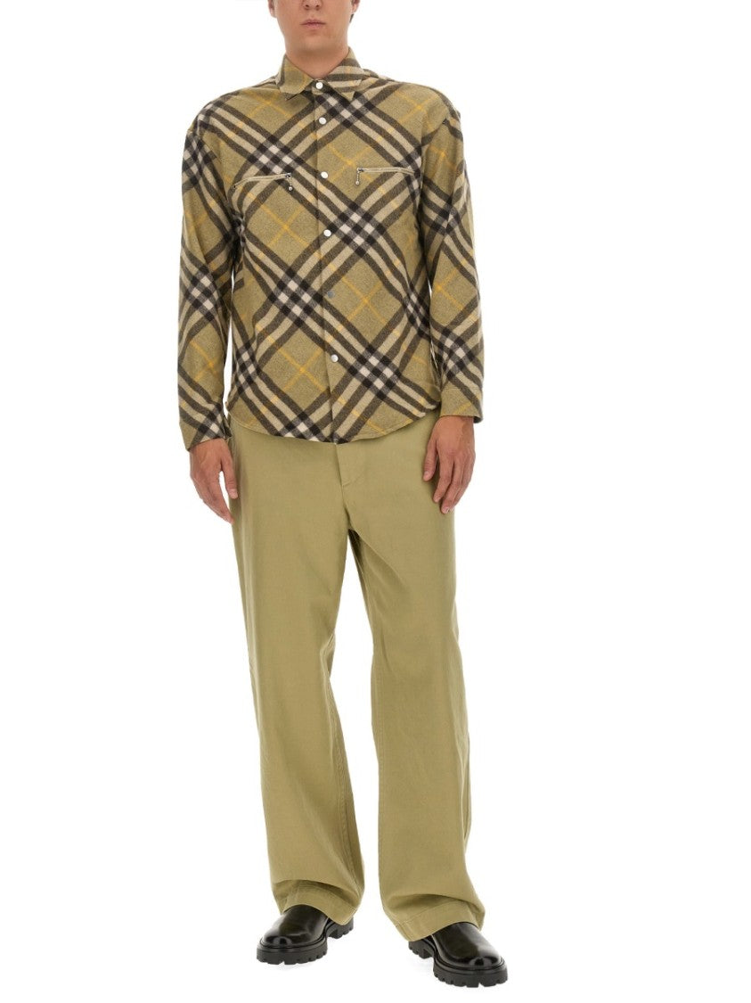 Plaid Wool Shirt With Zippered Chest Pockets