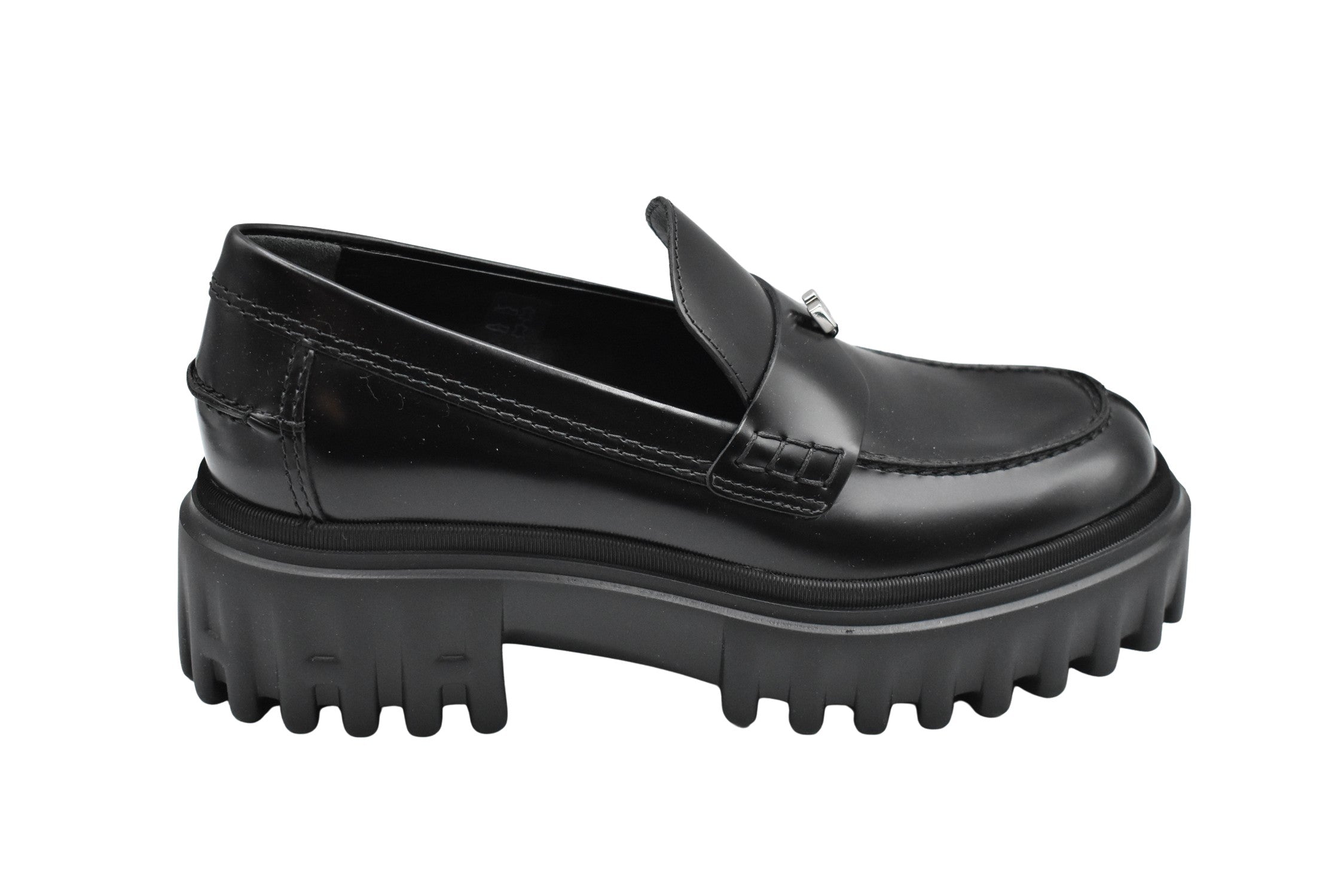 Black Leather Low-Top Loafers