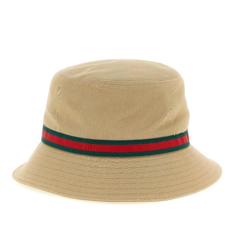 Beige Cotton Bucket Hat