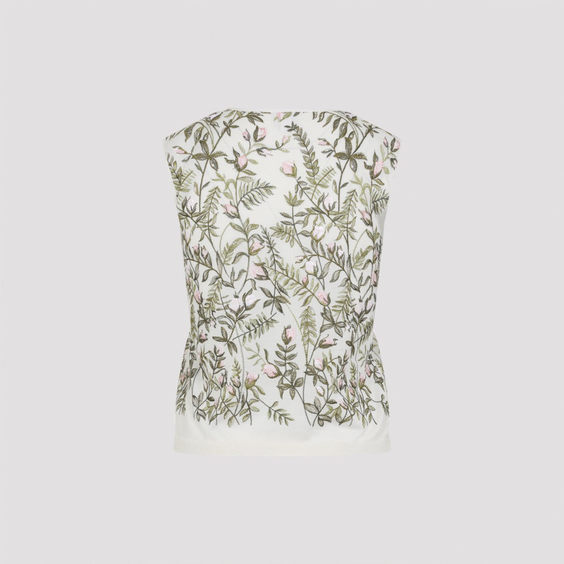 Botanical Embroidery Cashmere-Silk Top